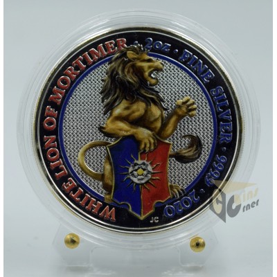 White Lion of Mortimer - Queen's Beasts 2 Oz Colorized - 2020 United Kingdom