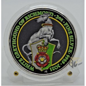 White Greyhound of Richmond - Queen's Beasts 2 Oz Colorized - 2021 United Kingdom