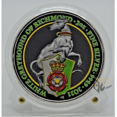 White Greyhound of Richmond - Queen's Beasts 2 Oz Colorized - 2021 United Kingdom