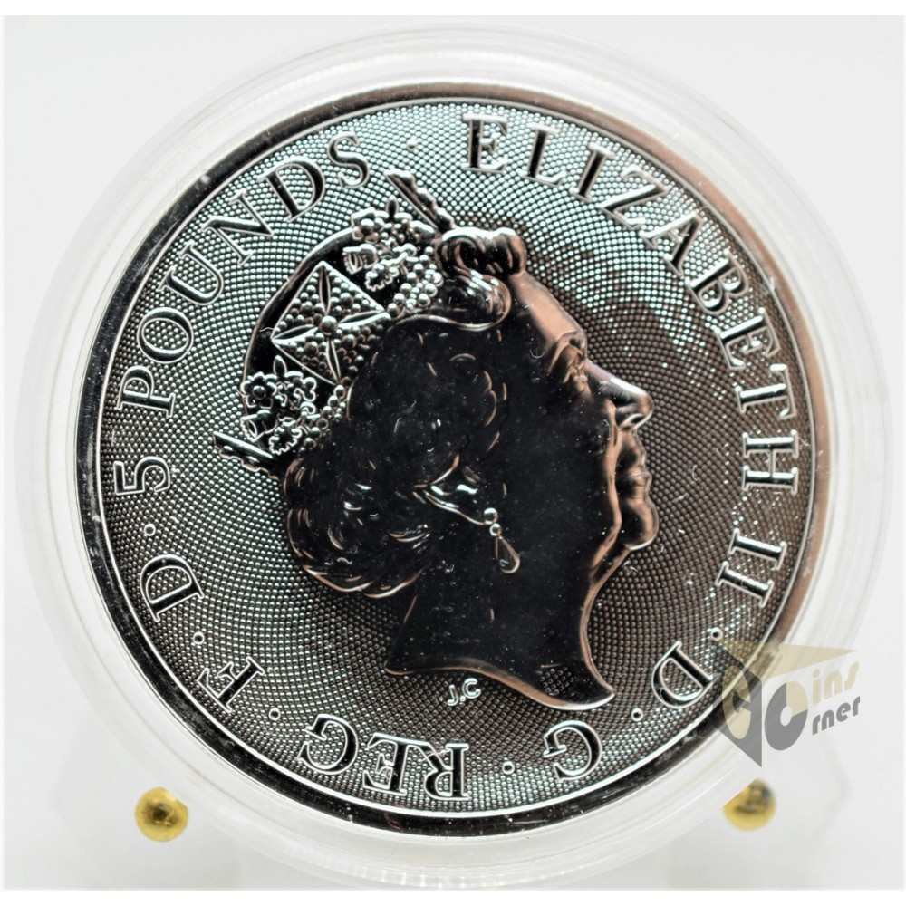 White Greyhound of Richmond - Queen's Beasts 2 Oz Colorized - 2021 United Kingdom