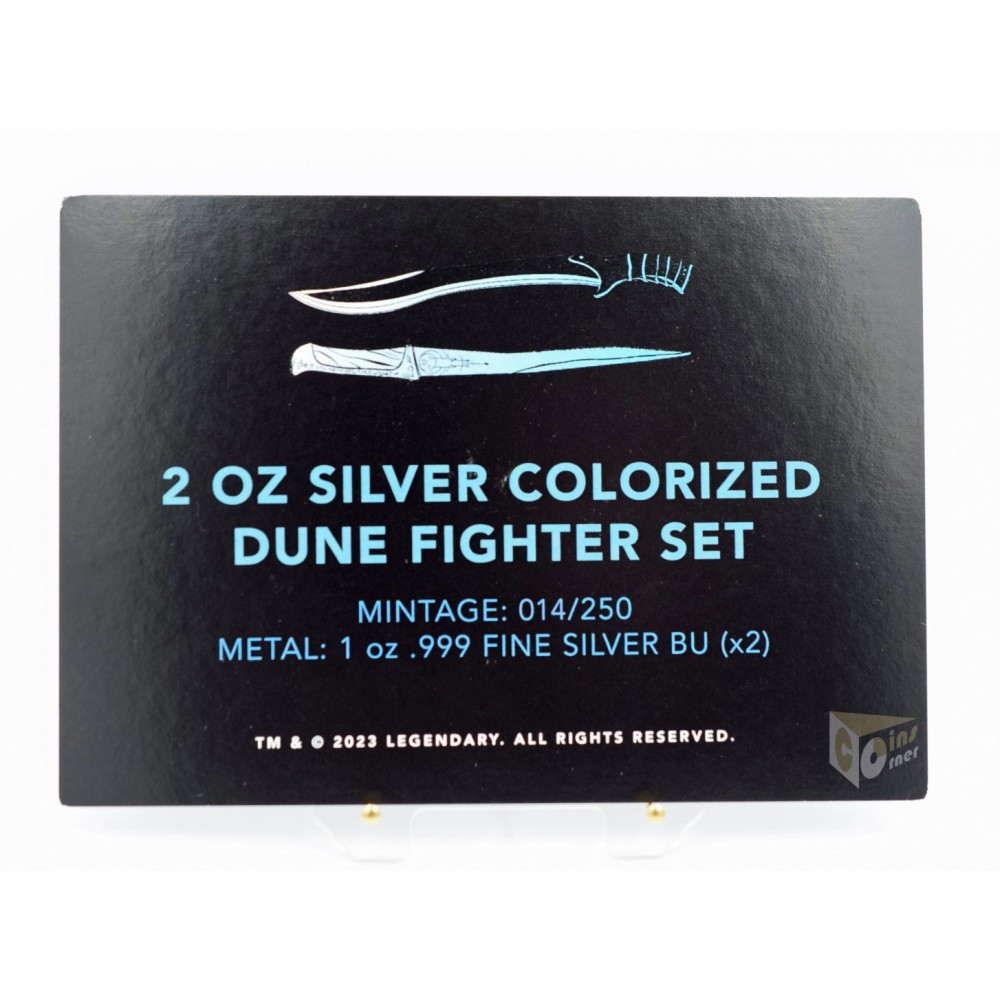 United States Dune 2 Fighter Set Paul Atreides and Feyd-Rautha Harkonnen 2 Colorized 1 Oz Silver Coins 