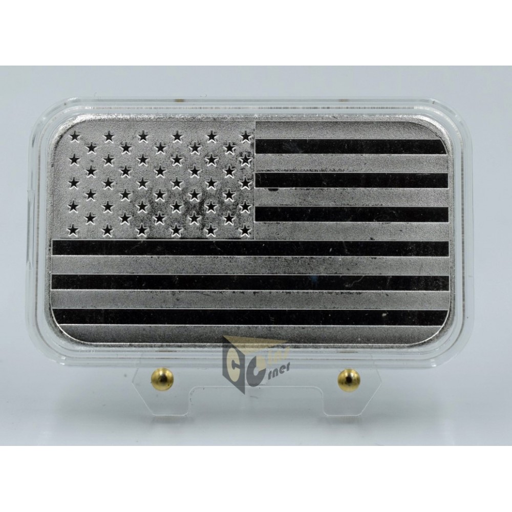 USA Highland Mint American Flag  1 oz Silver Bar 999 in Capsule