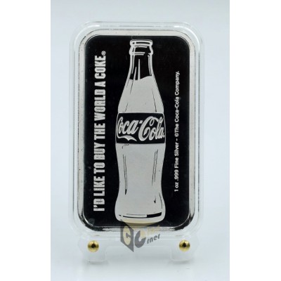 USA SilverTowne Coca-Cola 1 oz Silver Bar 999 in Capsule